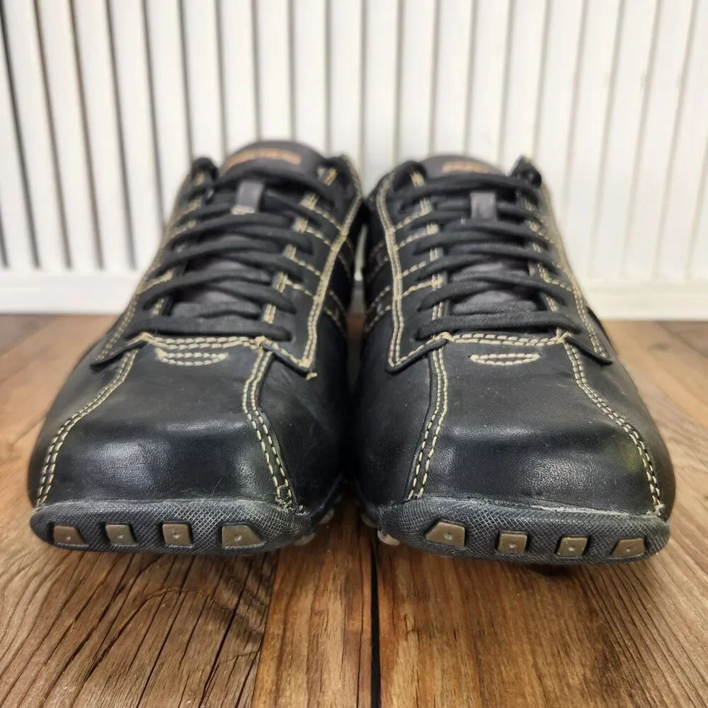 Skechers Citywalk Malton Leather Shoes Mens Size 10 Black Driving Sneakers 60488